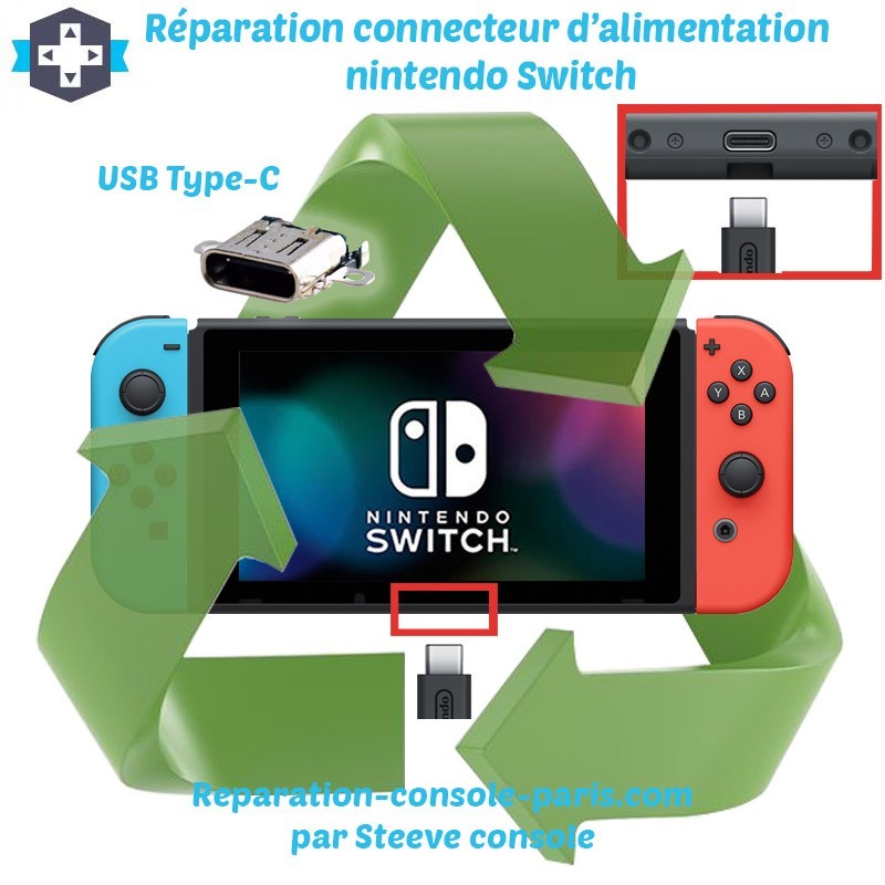 Réparation connecteur de charge alimentation Nintendo Switch Paris