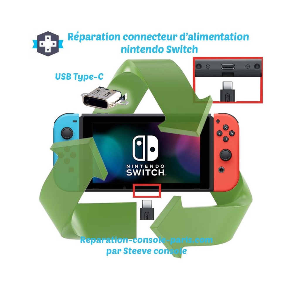 Réparation connecteur de charge alimentation Nintendo Switch Paris